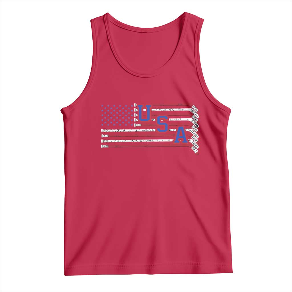 Ice Hockey Sticks American Flag Tank Top Patriotic Hockey Fan TS14 Red Print Your Wear