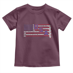 Ice Hockey Sticks American Flag Toddler T Shirt Patriotic Hockey Fan TS14 Maroon Print Your Wear