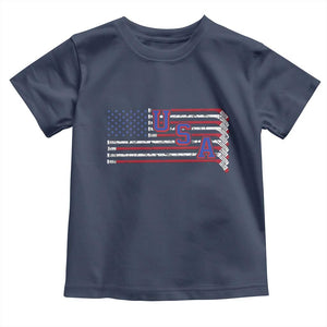 Ice Hockey Sticks American Flag Toddler T Shirt Patriotic Hockey Fan TS14 Navy Print Your Wear