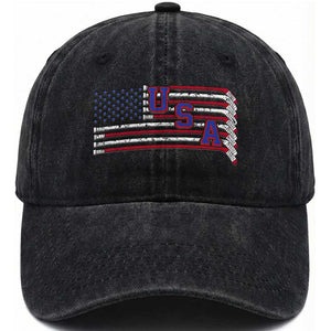 Ice Hockey Sticks American Flag Washed Cotton Baseball Cap Patriotic Hockey Fan TS14 Print Your Wear