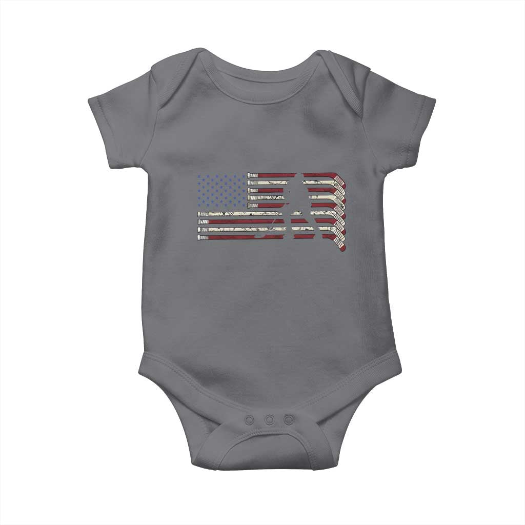 Patriotic Ice Hockey Sticks American Flag Baby Onesie TS14 Charcoal Print Your Wear