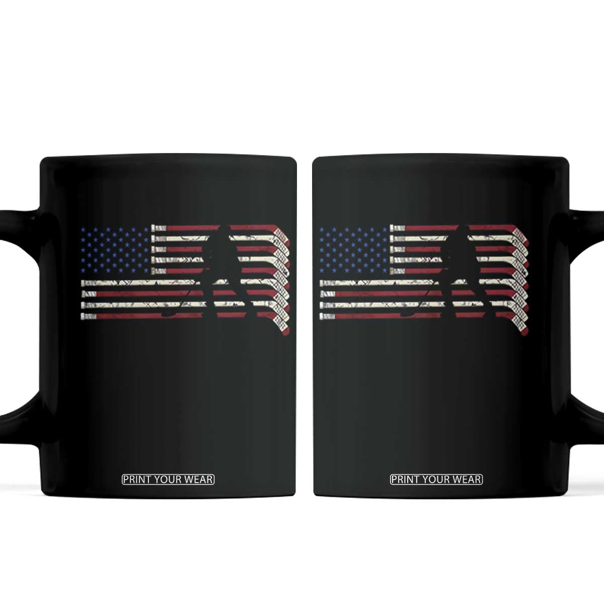 Patriotic Ice Hockey Sticks American Flag Coffee Mug TS14 Black Print Your Wear