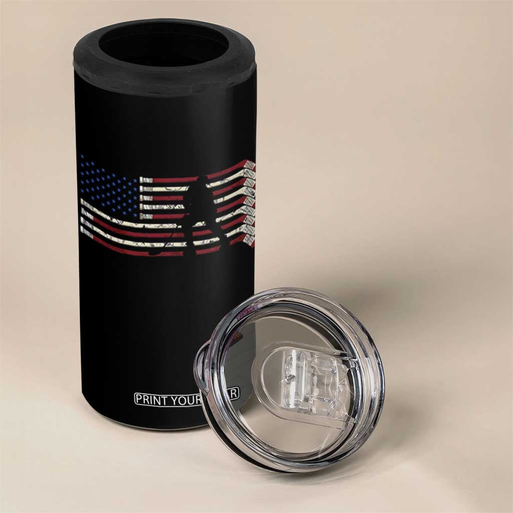 Patriotic Ice Hockey Sticks American Flag 4 in 1 Can Cooler Tumbler TS14 Print Your Wear