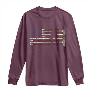 Patriotic Ice Hockey Sticks American Flag Long Sleeve Shirt TS14 Maroon Print Your Wear