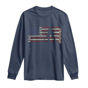 Patriotic Ice Hockey Sticks American Flag Long Sleeve Shirt TS14 Navy Print Your Wear