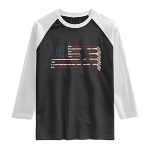 Patriotic Ice Hockey Sticks American Flag Raglan Shirt TS14 Black White Print Your Wear