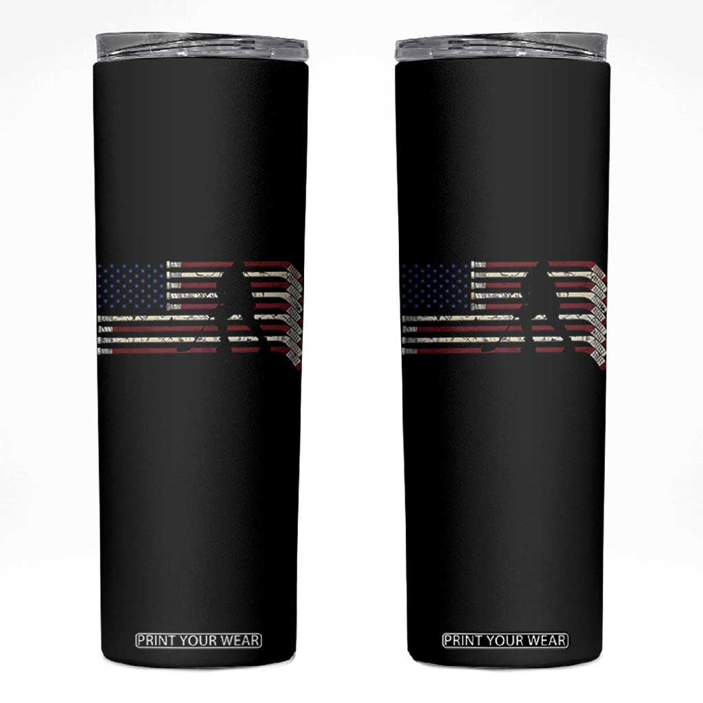 Patriotic Ice Hockey Sticks American Flag Skinny Tumbler TS14 Black Print Your Wear