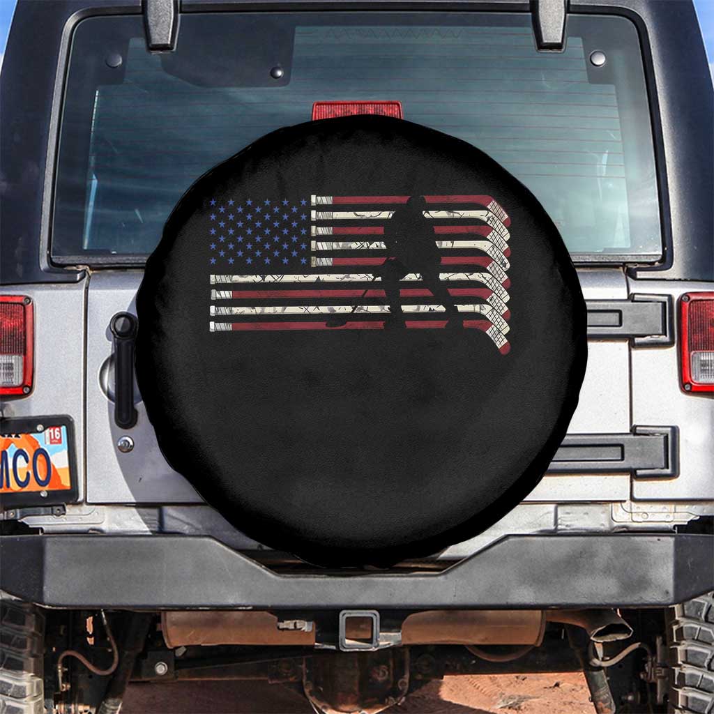 Patriotic Ice Hockey Sticks American Flag Spare Tire Cover TS14 No hole Black Print Your Wear