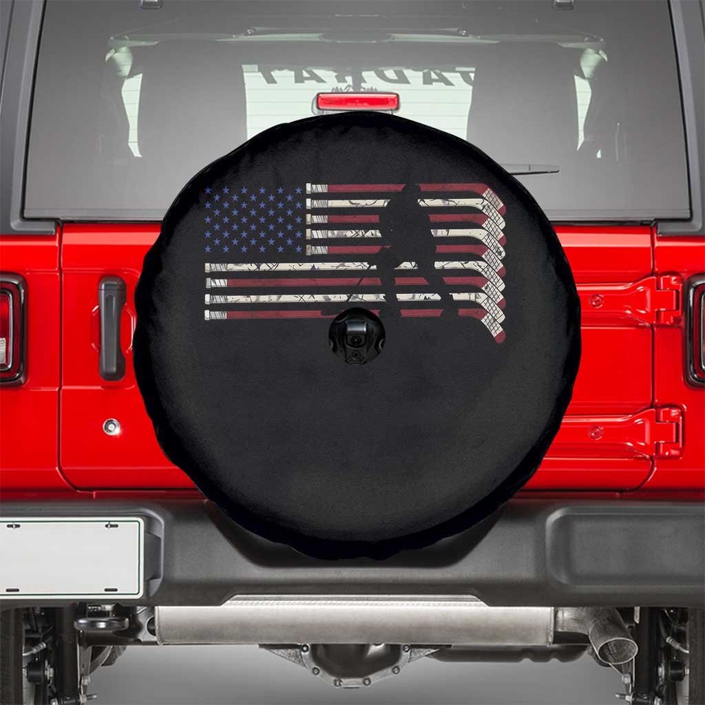 Patriotic Ice Hockey Sticks American Flag Spare Tire Cover TS14 Black Print Your Wear