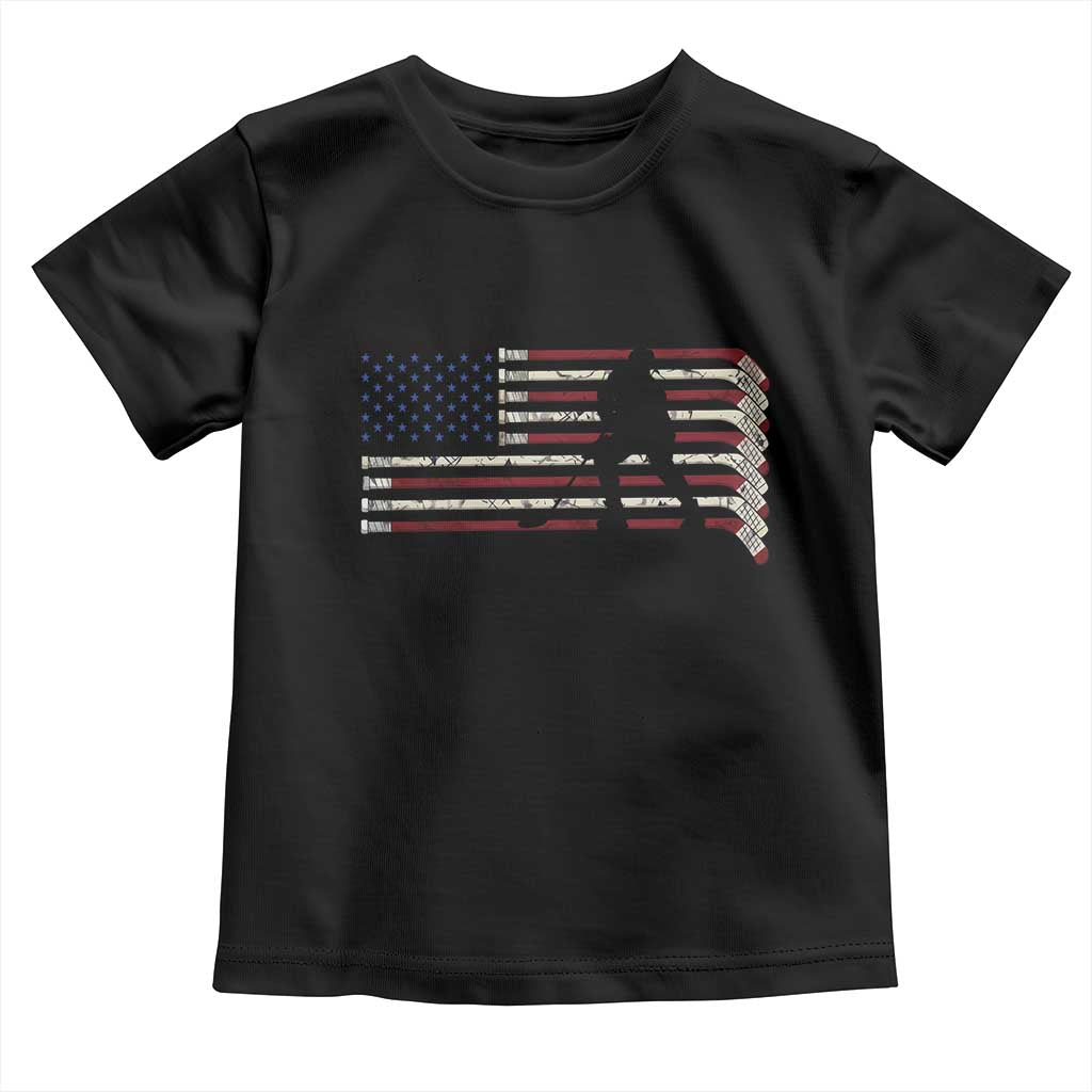 Patriotic Ice Hockey Sticks American Flag Toddler T Shirt TS14 Black Print Your Wear