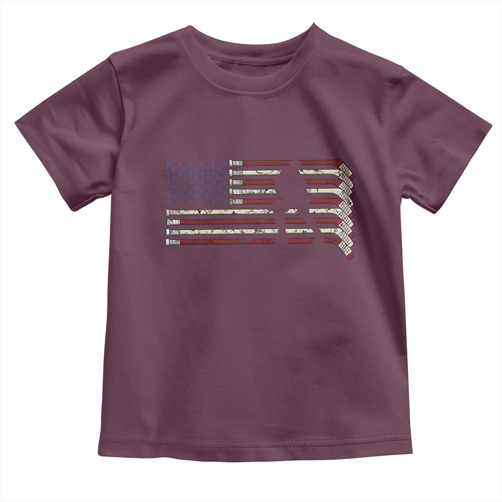 Patriotic Ice Hockey Sticks American Flag Toddler T Shirt TS14 Maroon Print Your Wear