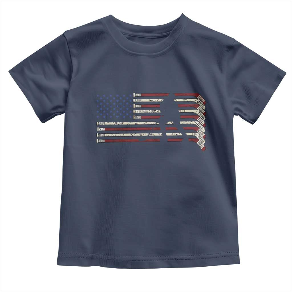 Patriotic Ice Hockey Sticks American Flag Toddler T Shirt TS14 Navy Print Your Wear