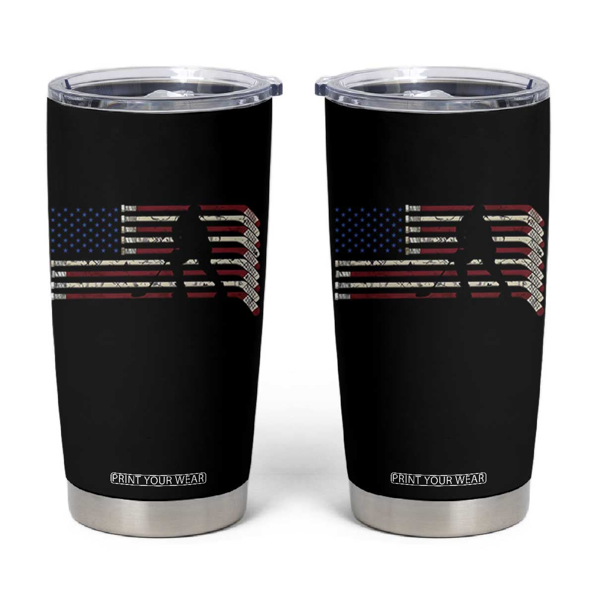 Patriotic Ice Hockey Sticks American Flag Tumbler Cup TS14 Black Print Your Wear