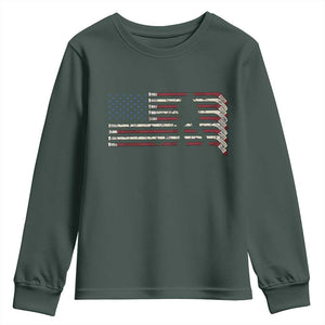 Patriotic Ice Hockey Sticks American Flag Youth Sweatshirt TS14 Dark Forest Green Print Your Wear