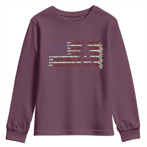 Patriotic Ice Hockey Sticks American Flag Youth Sweatshirt TS14 Maroon Print Your Wear