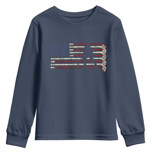 Patriotic Ice Hockey Sticks American Flag Youth Sweatshirt TS14 Navy Print Your Wear
