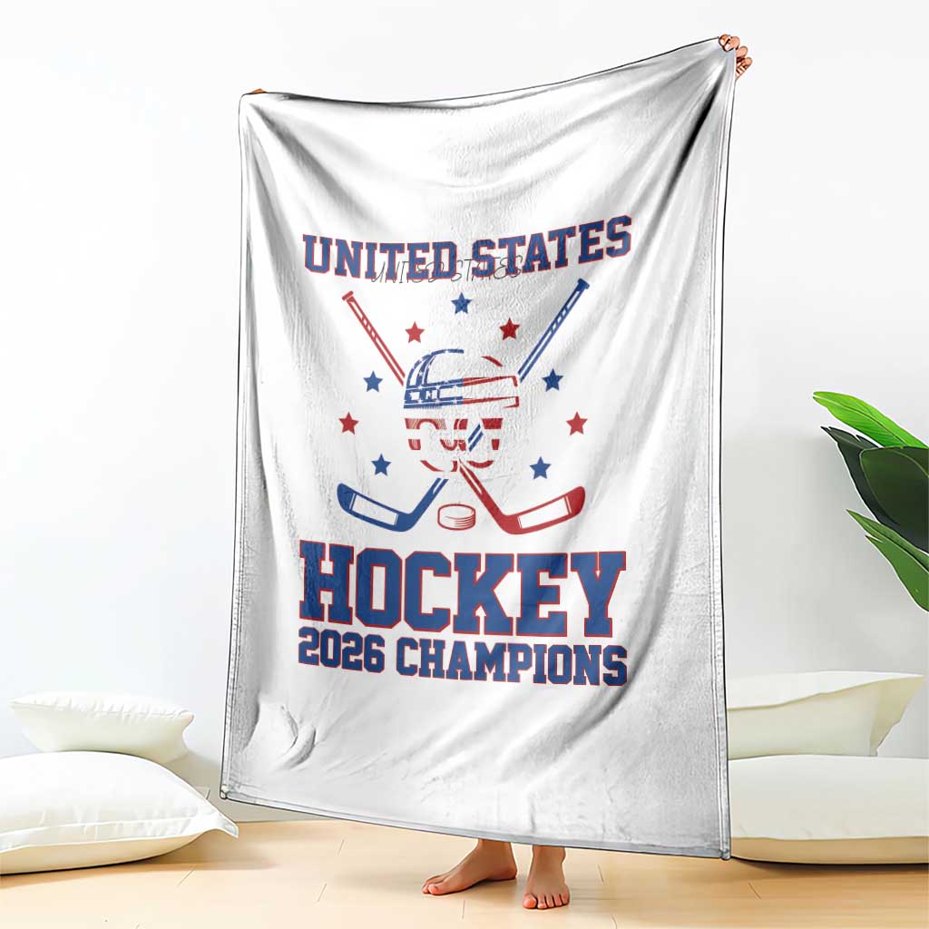 Hockey Champions 2026 Throw Blanket Patriotic Ice Hockey Fan TS14 Print Your Wear