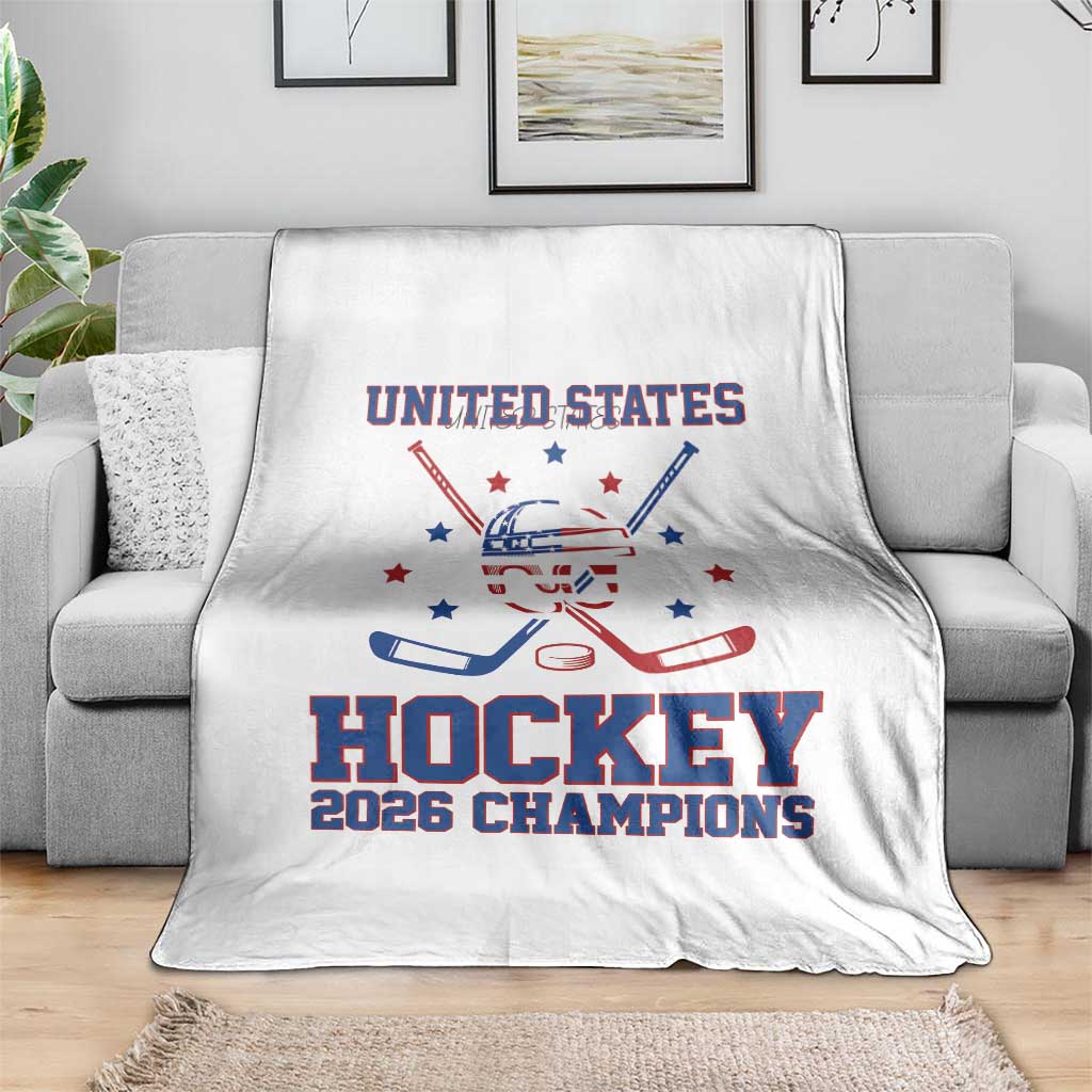 Hockey Champions 2026 Throw Blanket Patriotic Ice Hockey Fan TS14 Print Your Wear