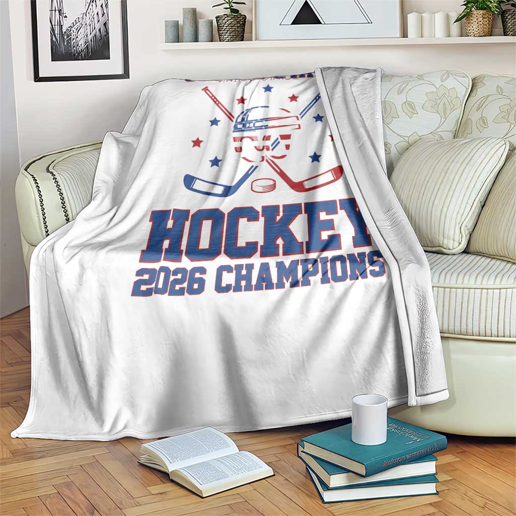 Hockey Champions 2026 Throw Blanket Patriotic Ice Hockey Fan TS14 Print Your Wear