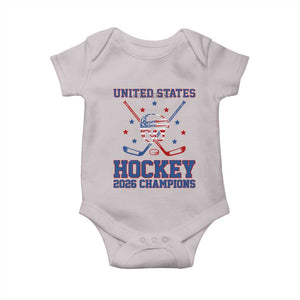 Hockey Champions 2026 Baby Onesie Patriotic Ice Hockey Fan TS14 Ice Gray Print Your Wear