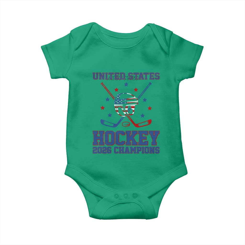 Hockey Champions 2026 Baby Onesie Patriotic Ice Hockey Fan TS14 Irish Green Print Your Wear