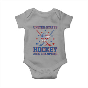 Hockey Champions 2026 Baby Onesie Patriotic Ice Hockey Fan TS14 Sport Gray Print Your Wear