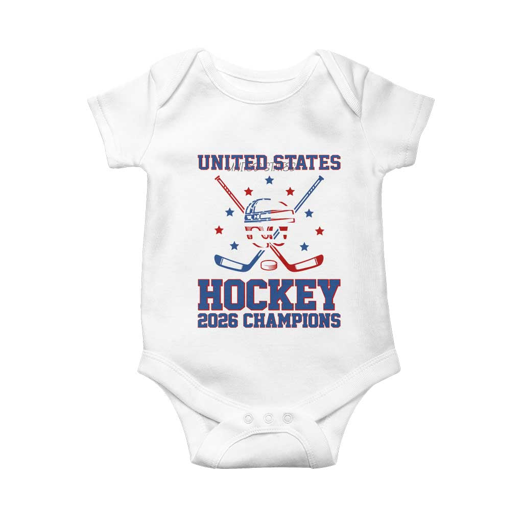 Hockey Champions 2026 Baby Onesie Patriotic Ice Hockey Fan TS14 White Print Your Wear