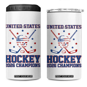 Hockey Champions 2026 4 in 1 Can Cooler Tumbler Patriotic Ice Hockey Fan TS14 One Size: 16 oz White Print Your Wear