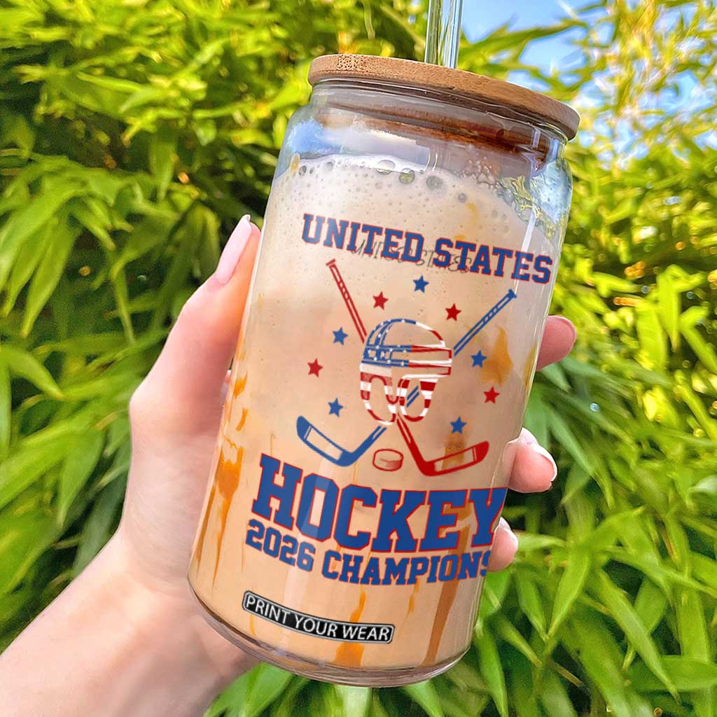 Hockey Champions 2026 Glass Can Patriotic Ice Hockey Fan TS14 White Print Your Wear