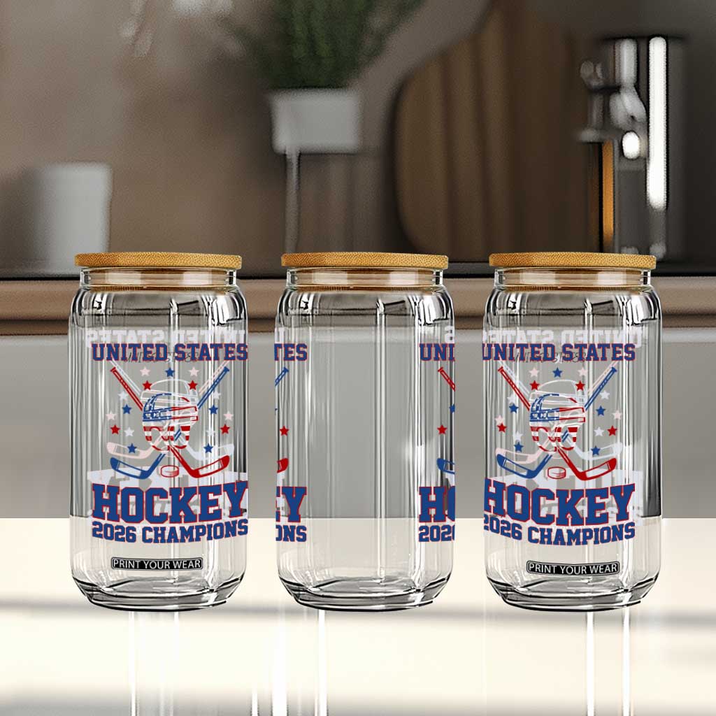 Hockey Champions 2026 Glass Can Patriotic Ice Hockey Fan TS14 Print Your Wear