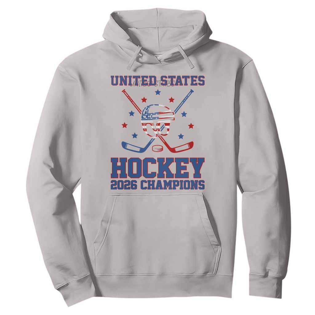 Hockey Champions 2026 Hoodie Patriotic Ice Hockey Fan TS14 Ice Gray Print Your Wear