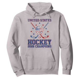 Hockey Champions 2026 Hoodie Patriotic Ice Hockey Fan TS14 Ice Gray Print Your Wear