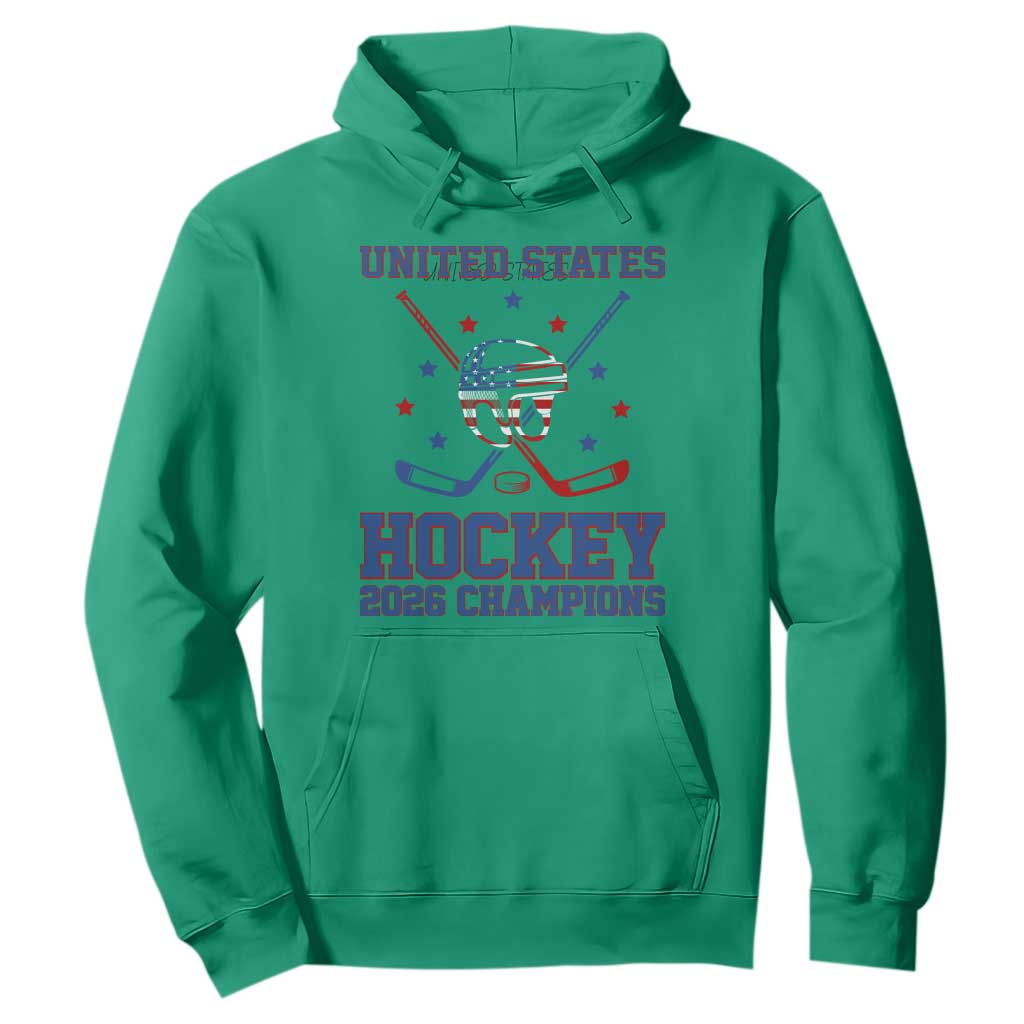 Hockey Champions 2026 Hoodie Patriotic Ice Hockey Fan TS14 Irish Green Print Your Wear