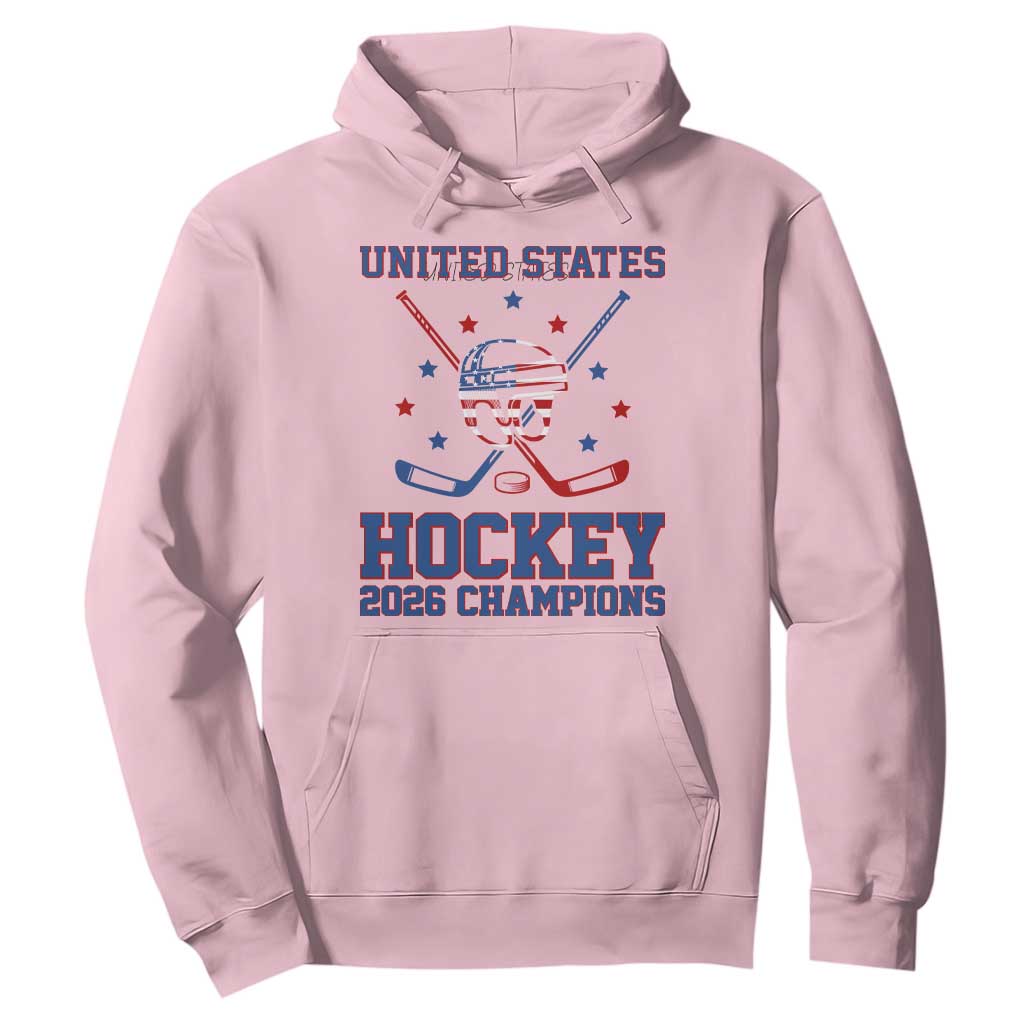 Hockey Champions 2026 Hoodie Patriotic Ice Hockey Fan TS14 Light Pink Print Your Wear