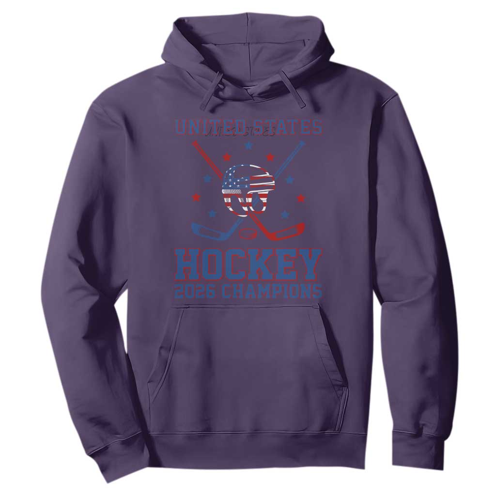 Hockey Champions 2026 Hoodie Patriotic Ice Hockey Fan TS14 Purple Print Your Wear
