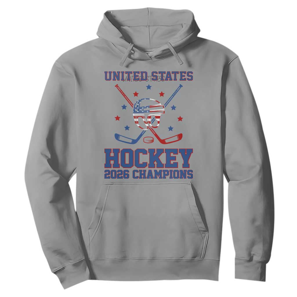 Hockey Champions 2026 Hoodie Patriotic Ice Hockey Fan TS14 Sport Gray Print Your Wear