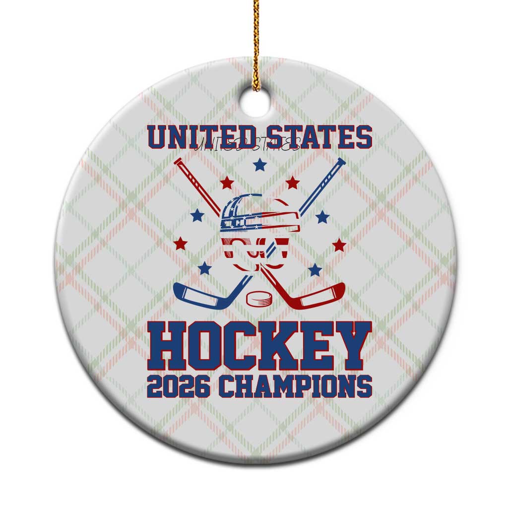 Hockey Champions 2026 Ceramic Ornament Patriotic Ice Hockey Fan TS14 1pc Christmas Plaid Print Your Wear