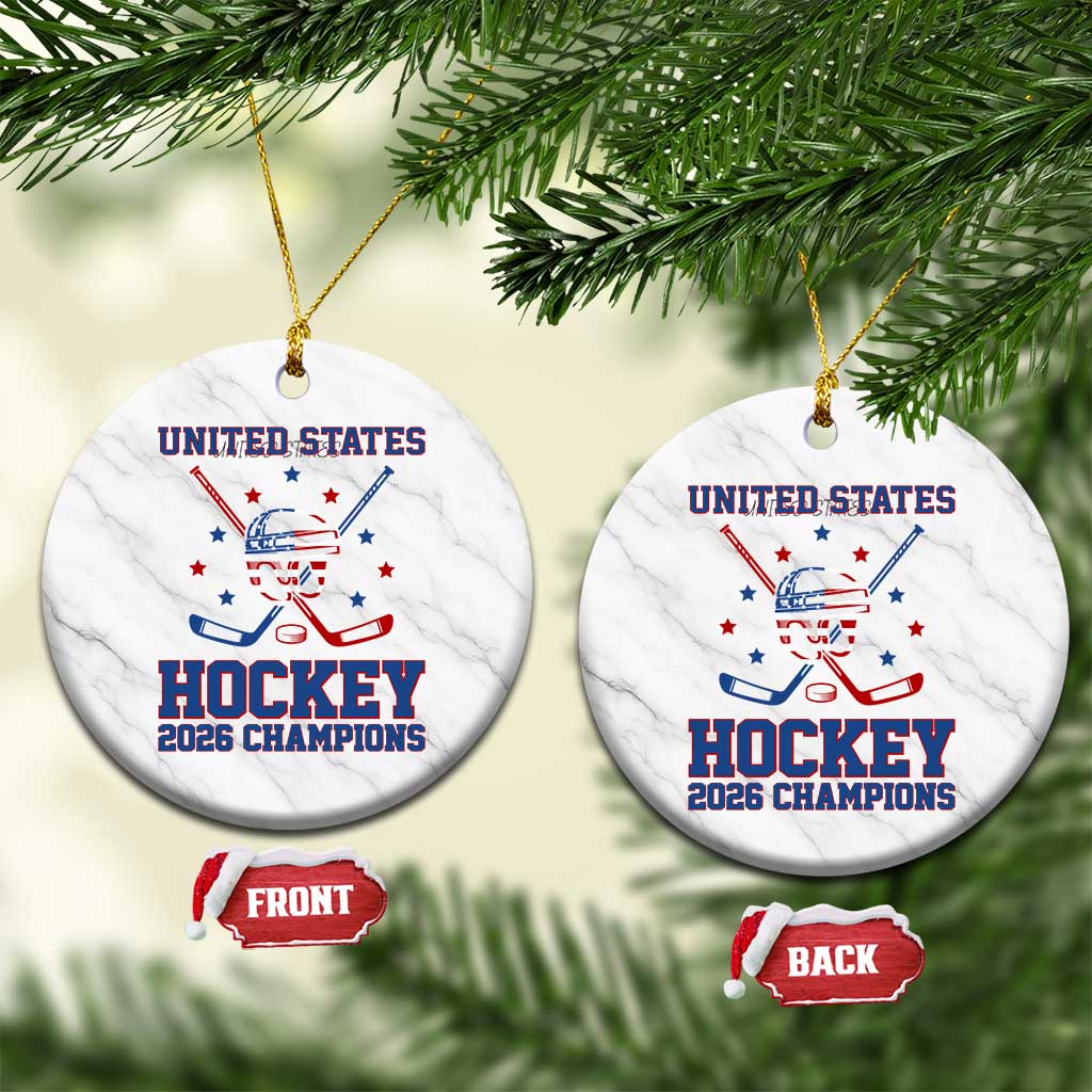 Hockey Champions 2026 Ceramic Ornament Patriotic Ice Hockey Fan TS14 1pc White Marble Print Your Wear