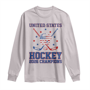 Hockey Champions 2026 Long Sleeve Shirt Patriotic Ice Hockey Fan TS14 Ice Gray Print Your Wear