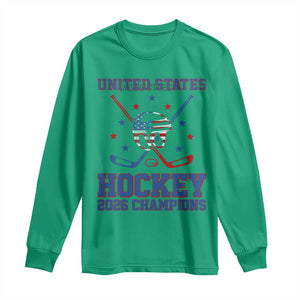 Hockey Champions 2026 Long Sleeve Shirt Patriotic Ice Hockey Fan TS14 Irish Green Print Your Wear