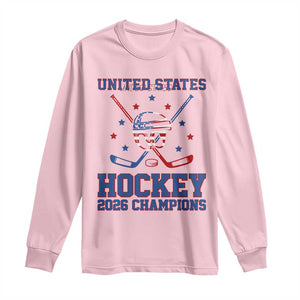 Hockey Champions 2026 Long Sleeve Shirt Patriotic Ice Hockey Fan TS14 Light Pink Print Your Wear