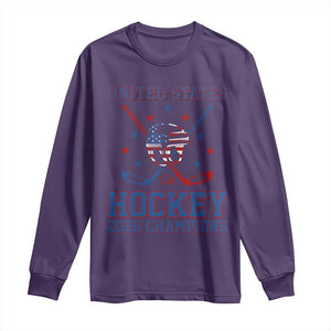 Hockey Champions 2026 Long Sleeve Shirt Patriotic Ice Hockey Fan TS14 Purple Print Your Wear