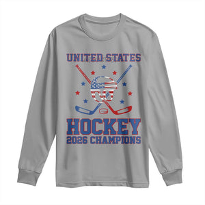 Hockey Champions 2026 Long Sleeve Shirt Patriotic Ice Hockey Fan TS14 Sport Gray Print Your Wear