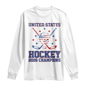 Hockey Champions 2026 Long Sleeve Shirt Patriotic Ice Hockey Fan TS14 White Print Your Wear