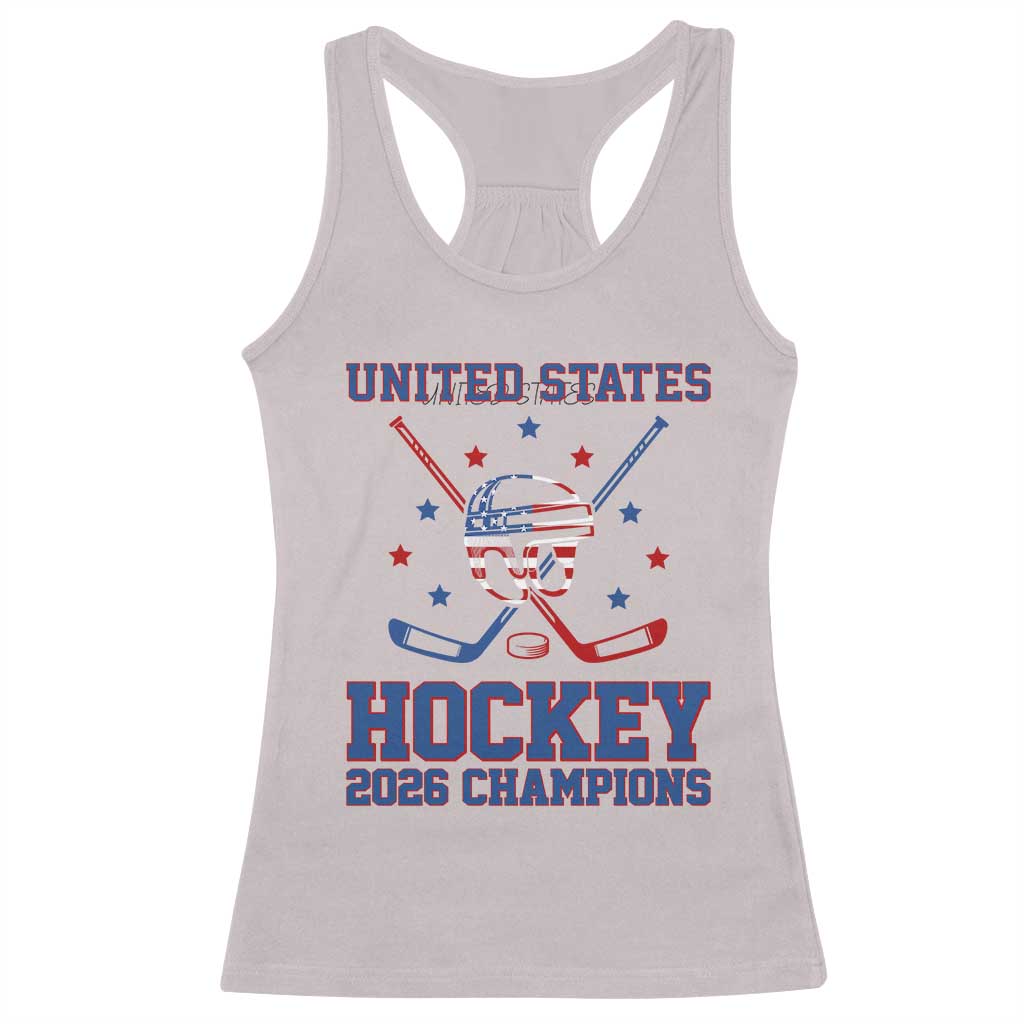 Hockey Champions 2026 Racerback Tank Top Patriotic Ice Hockey Fan TS14 Ice Gray Print Your Wear