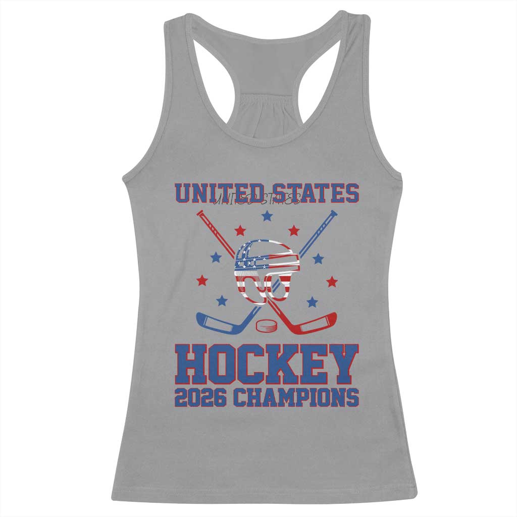 Hockey Champions 2026 Racerback Tank Top Patriotic Ice Hockey Fan TS14 Sport Gray Print Your Wear