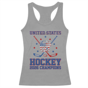 Hockey Champions 2026 Racerback Tank Top Patriotic Ice Hockey Fan TS14 Sport Gray Print Your Wear