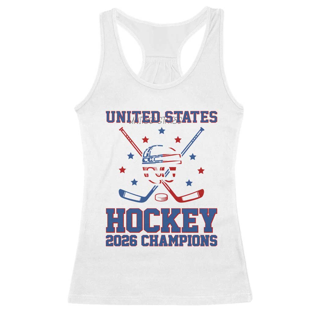 Hockey Champions 2026 Racerback Tank Top Patriotic Ice Hockey Fan TS14 White Print Your Wear