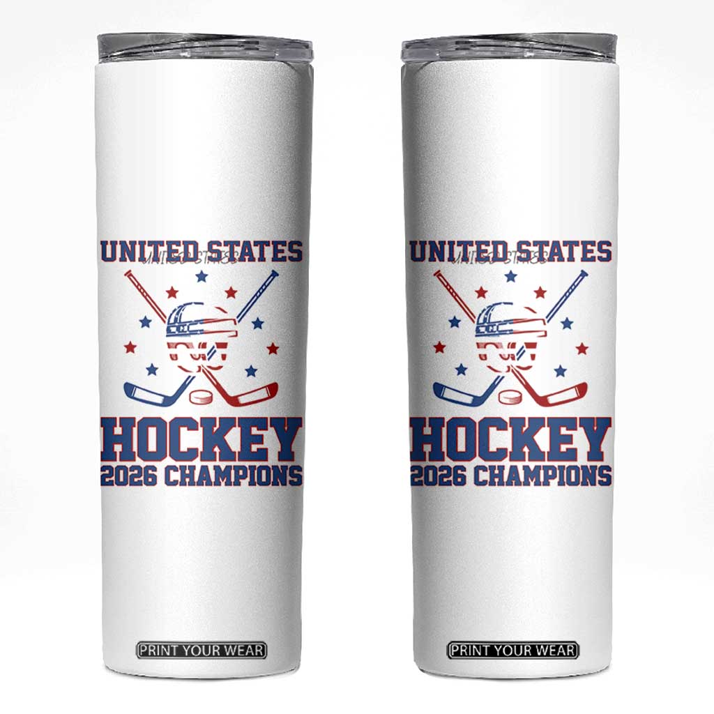 Hockey Champions 2026 Skinny Tumbler Patriotic Ice Hockey Fan TS14 White Print Your Wear