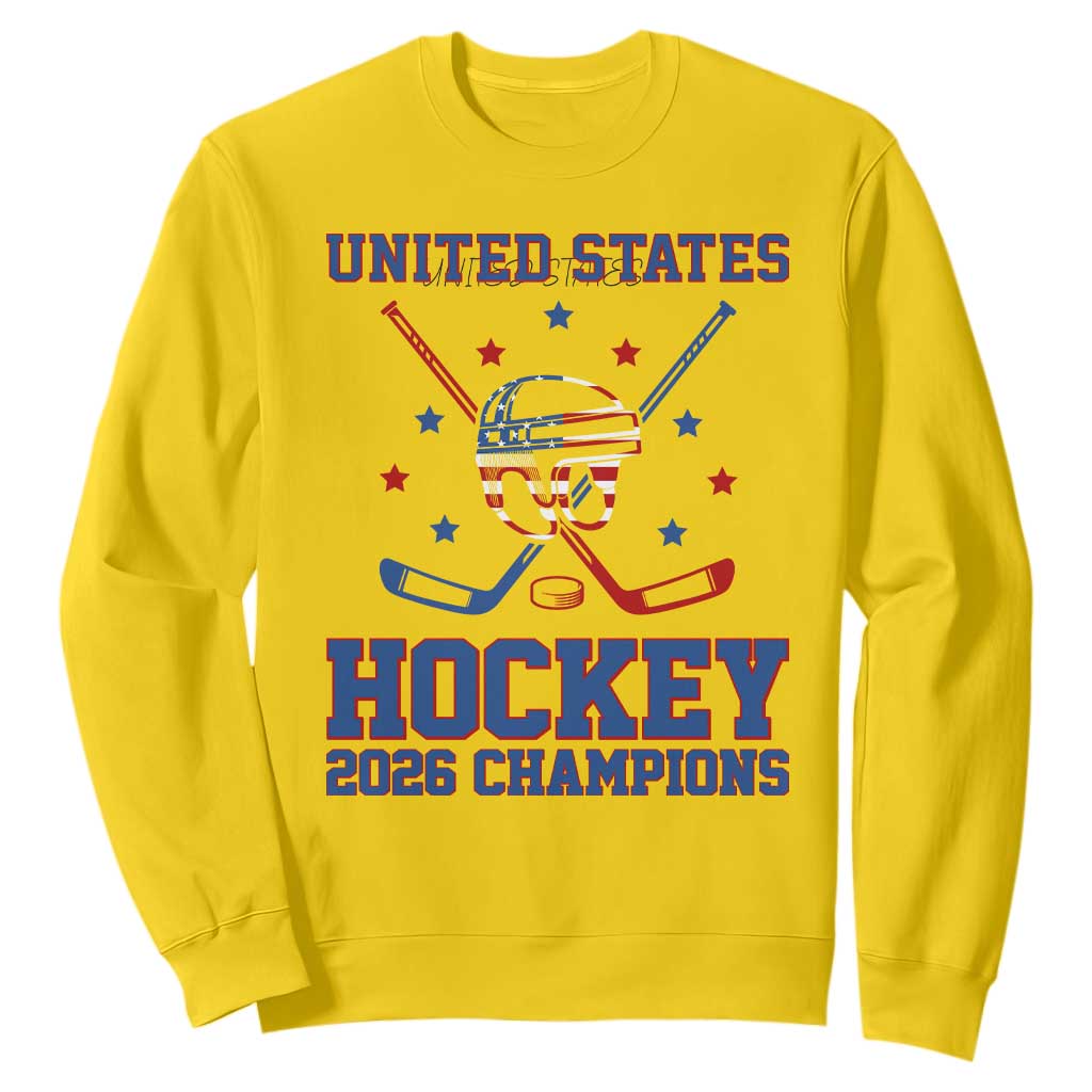 Hockey Champions 2026 Sweatshirt Patriotic Ice Hockey Fan TS14 Daisy Print Your Wear